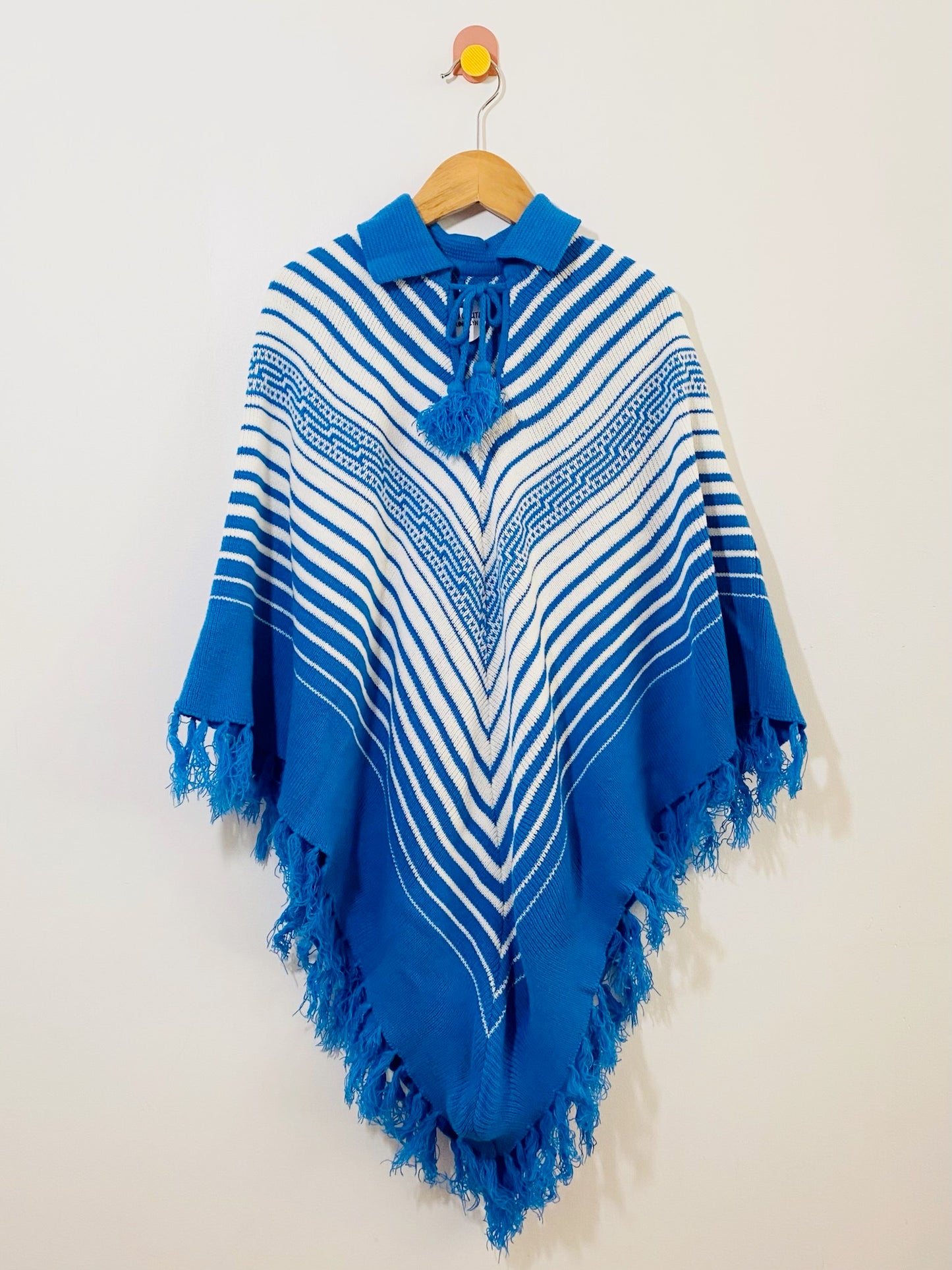vintage striped knit poncho / 12y