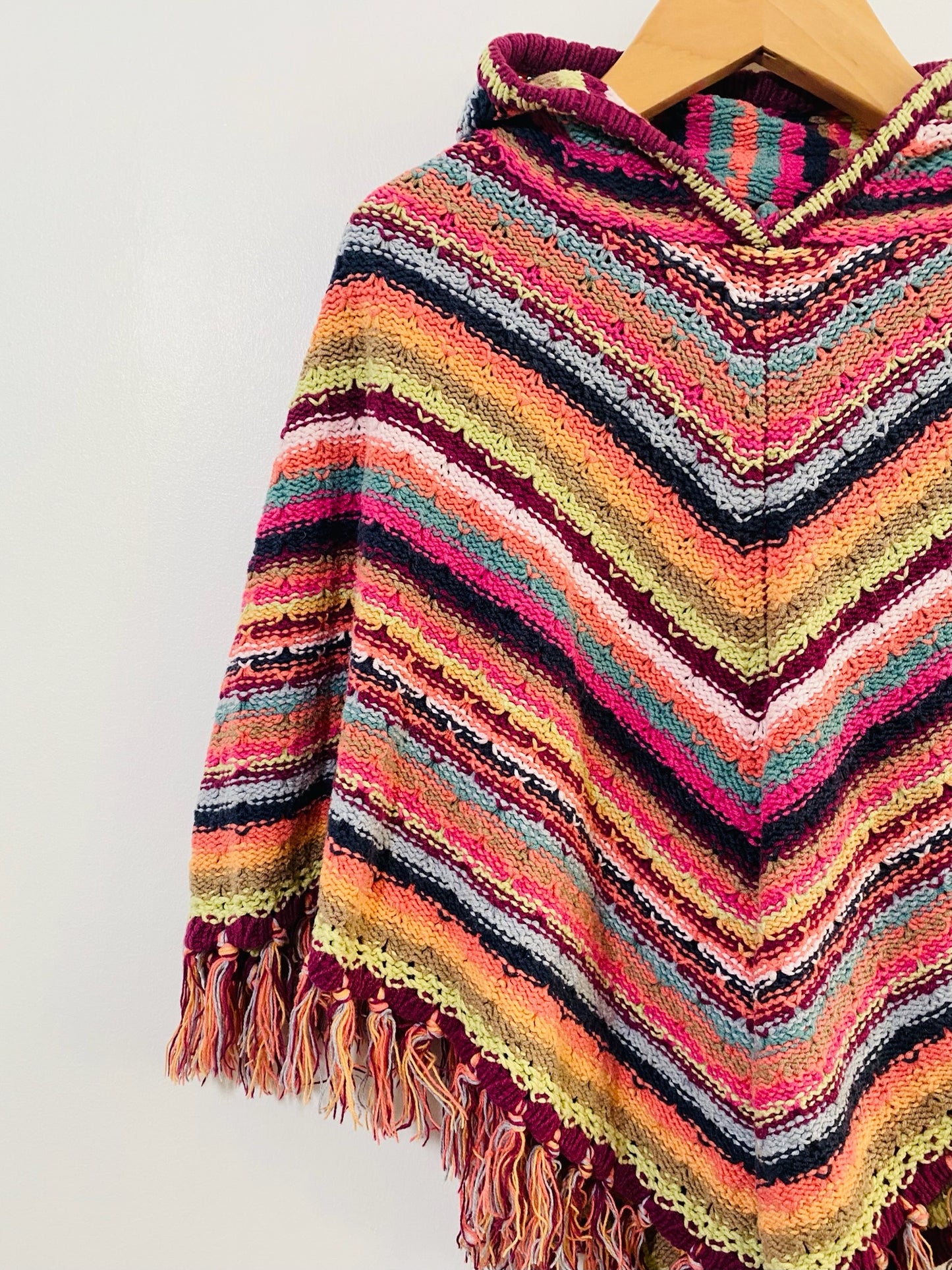 Striped Knit Poncho / 3y