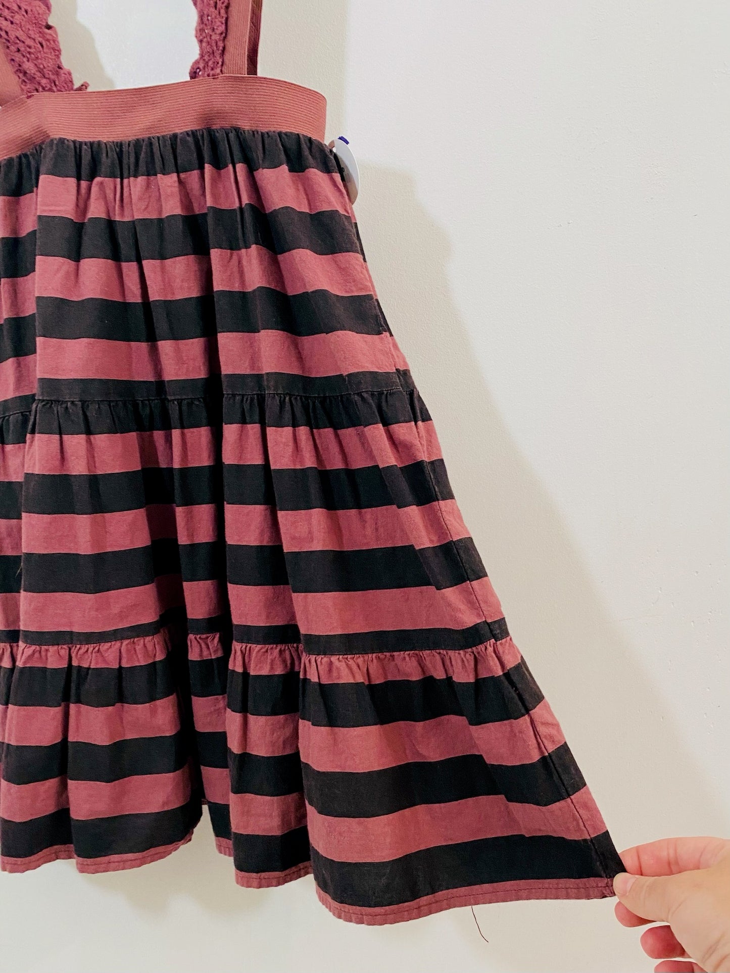 stripe suspender skirt / 4Y