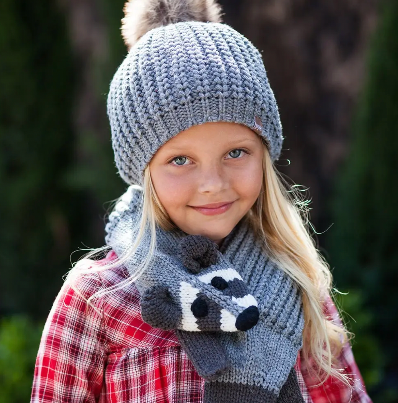 Kids Knit Raccoon Scarf