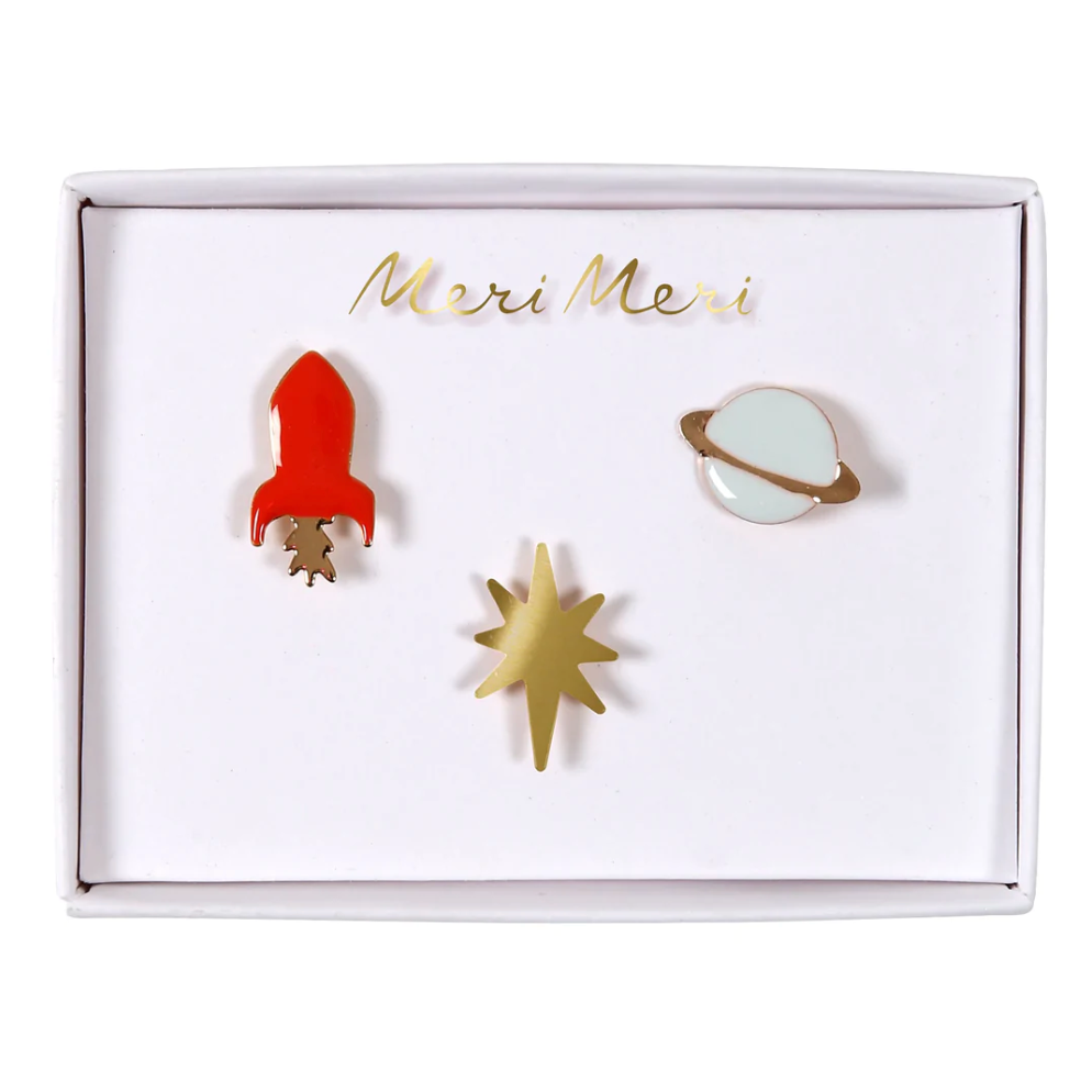 space enamel lapel pins - 3pk