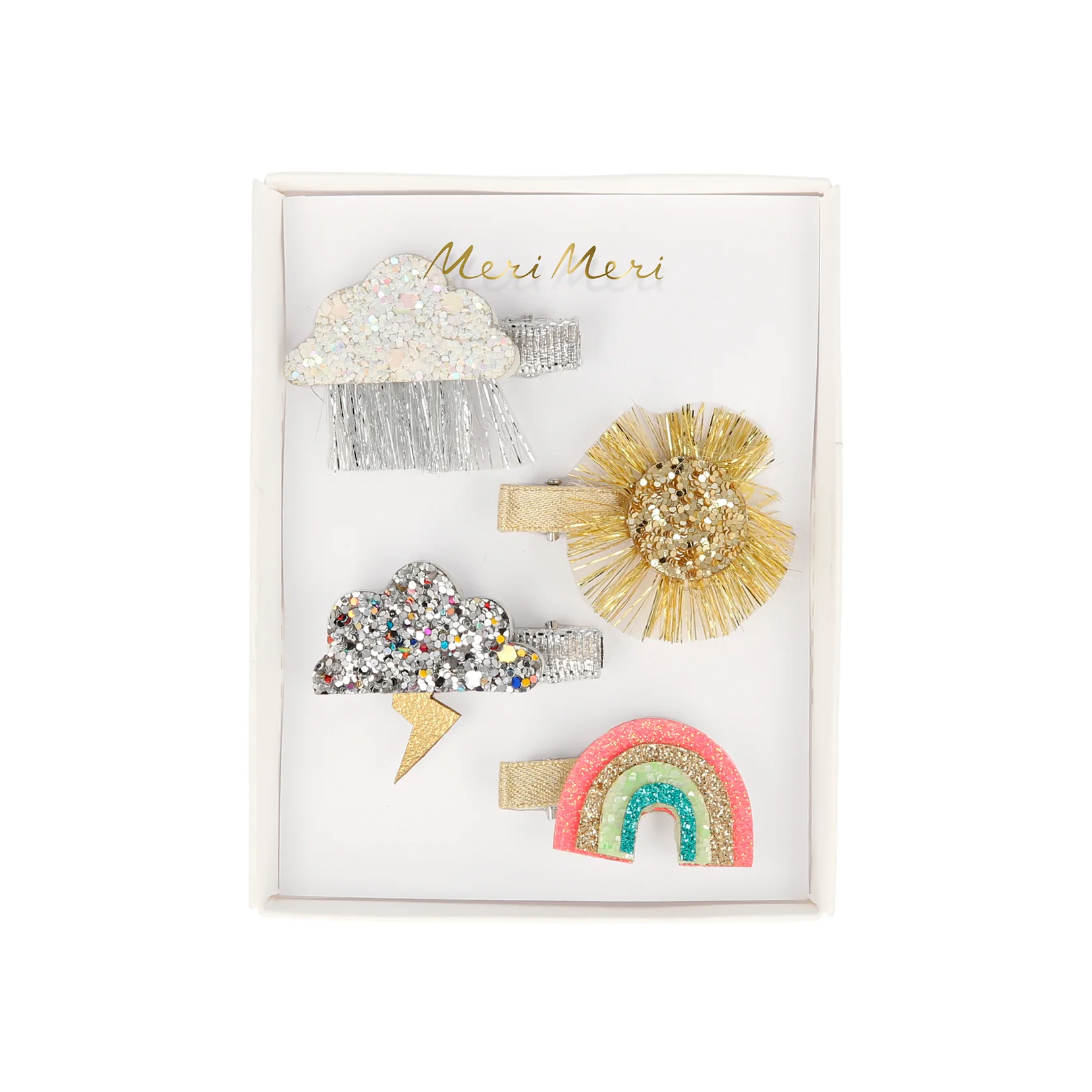 sparkly weather hair clips