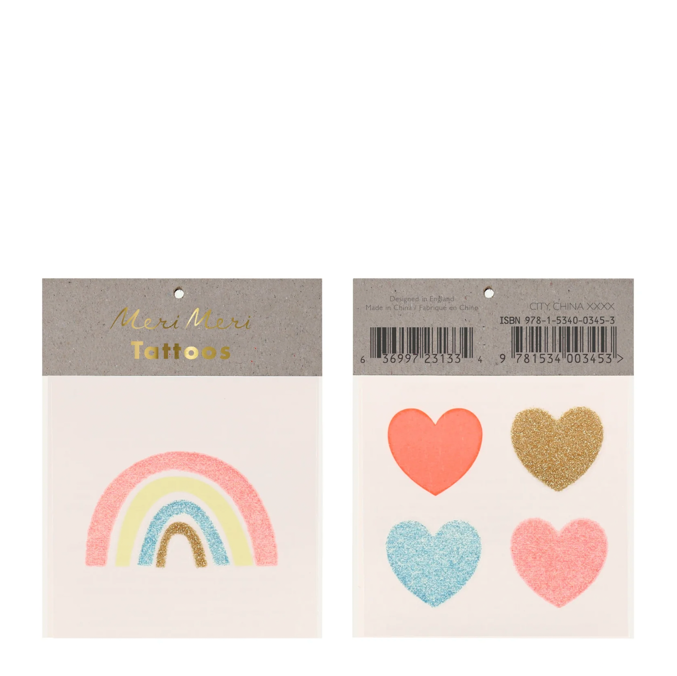 rainbow & hearts small tattoos