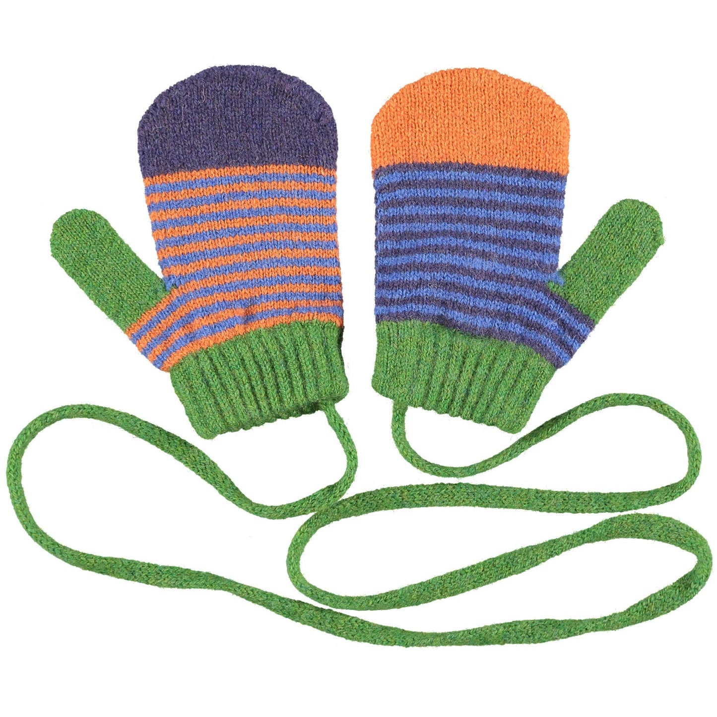 kids lambswool mittens - orange & purple