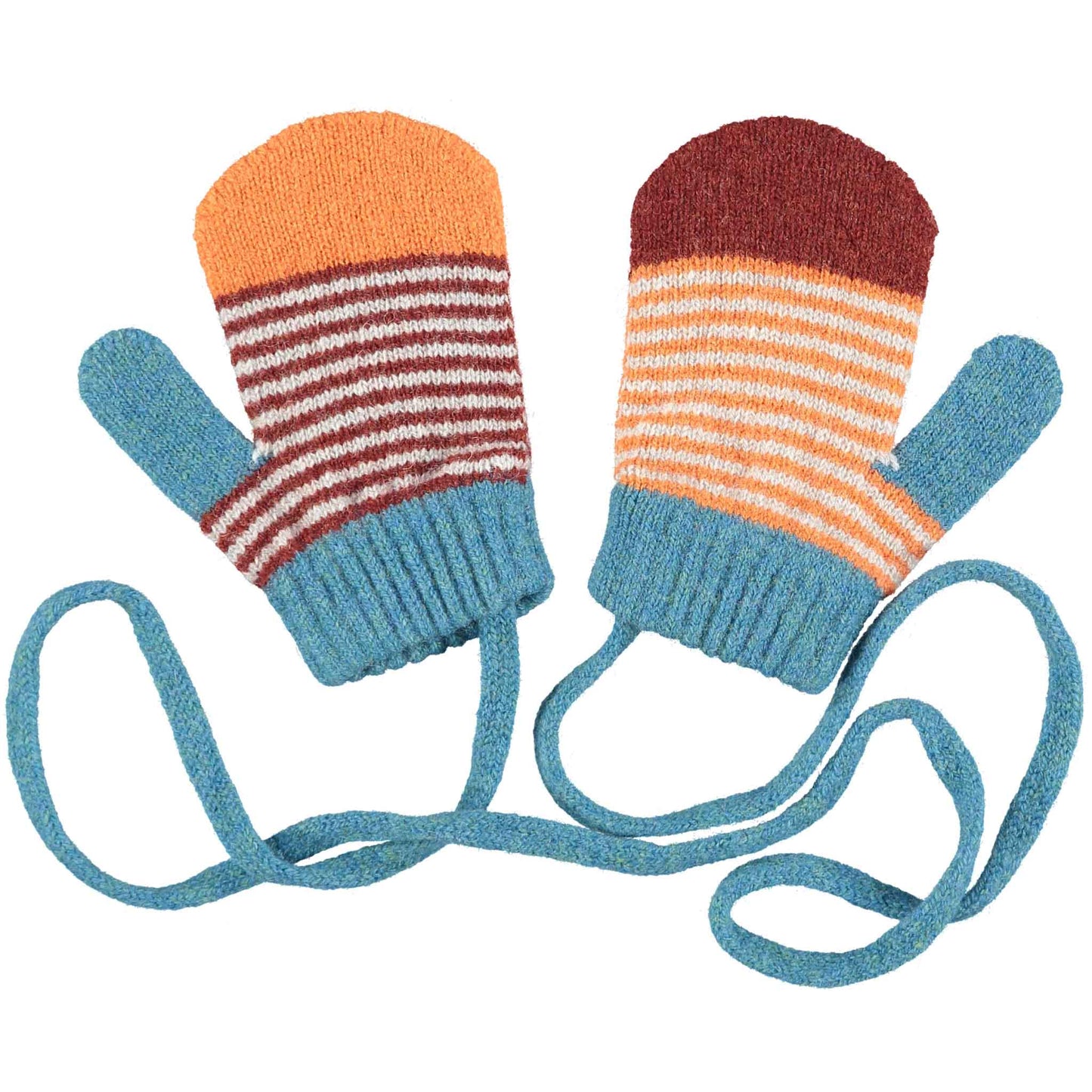 kids lambswool mittens - sienna & orange