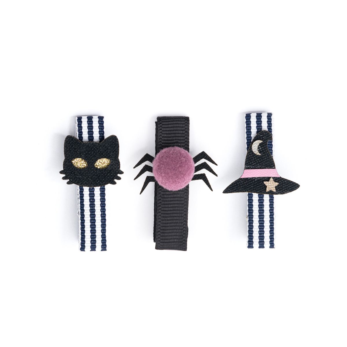 Baby Cat Spider Pompom Witch Hat Fabric Hair Clips