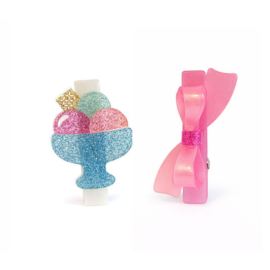 Ice Cream Sundae & Bow Hair Clips