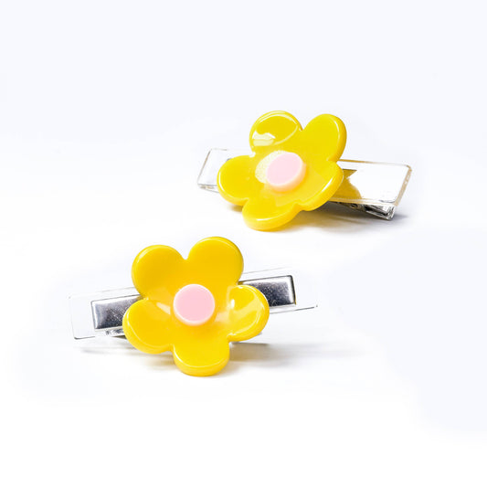 Lilies & Roses Sweet Flower Yellow Hair Clips