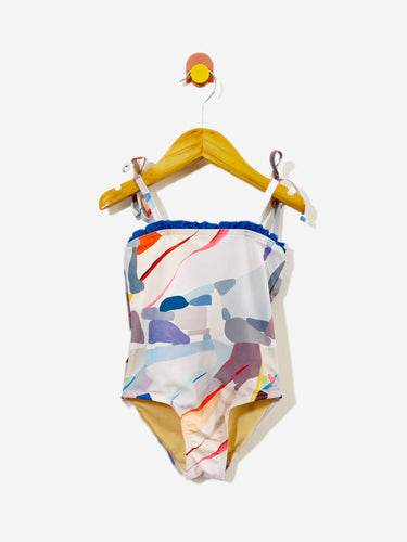Pink Chicken abstract print swimsuit / 3Y