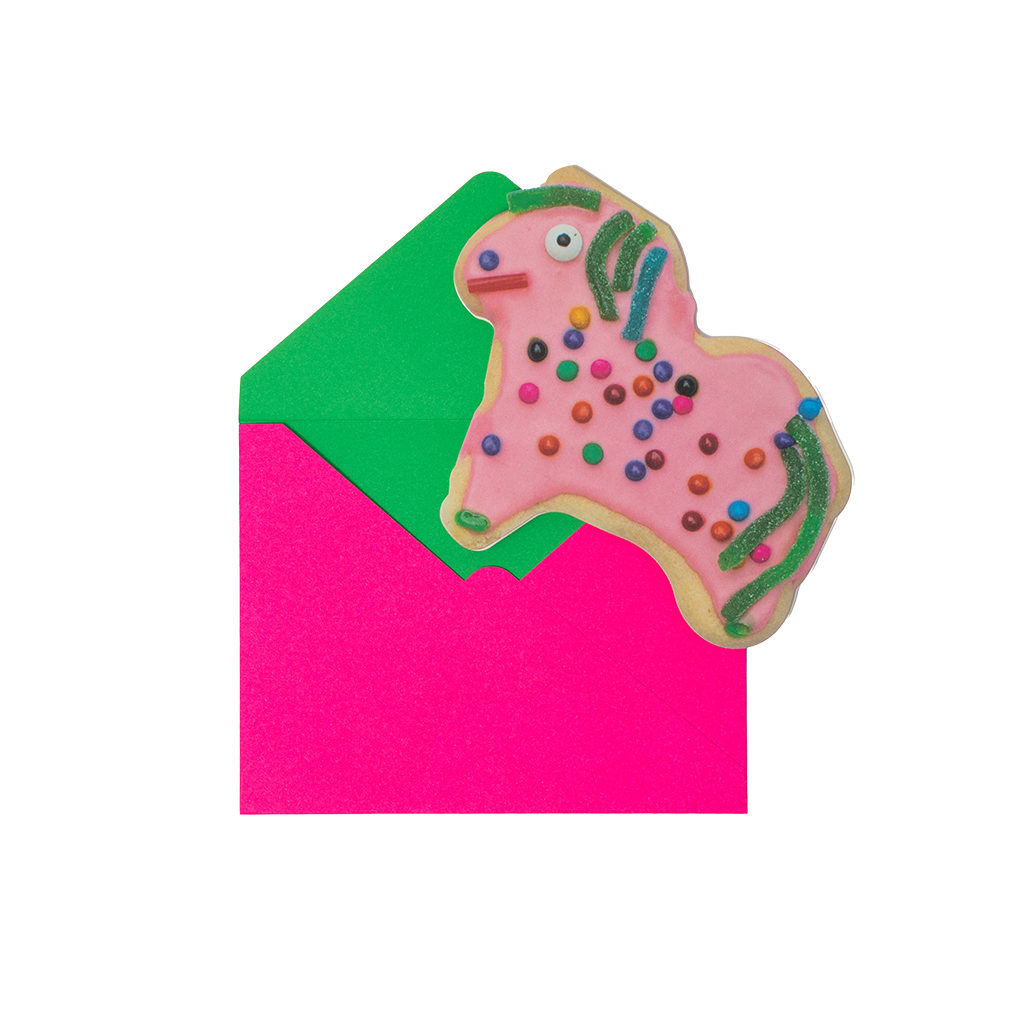 Cookie with sprinkles on a pink and green background