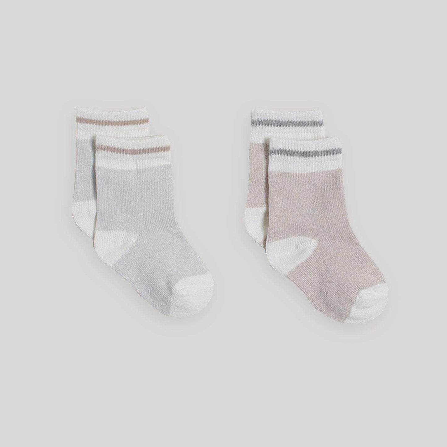 Infant Boot Socks- 2pk (beige/grey)