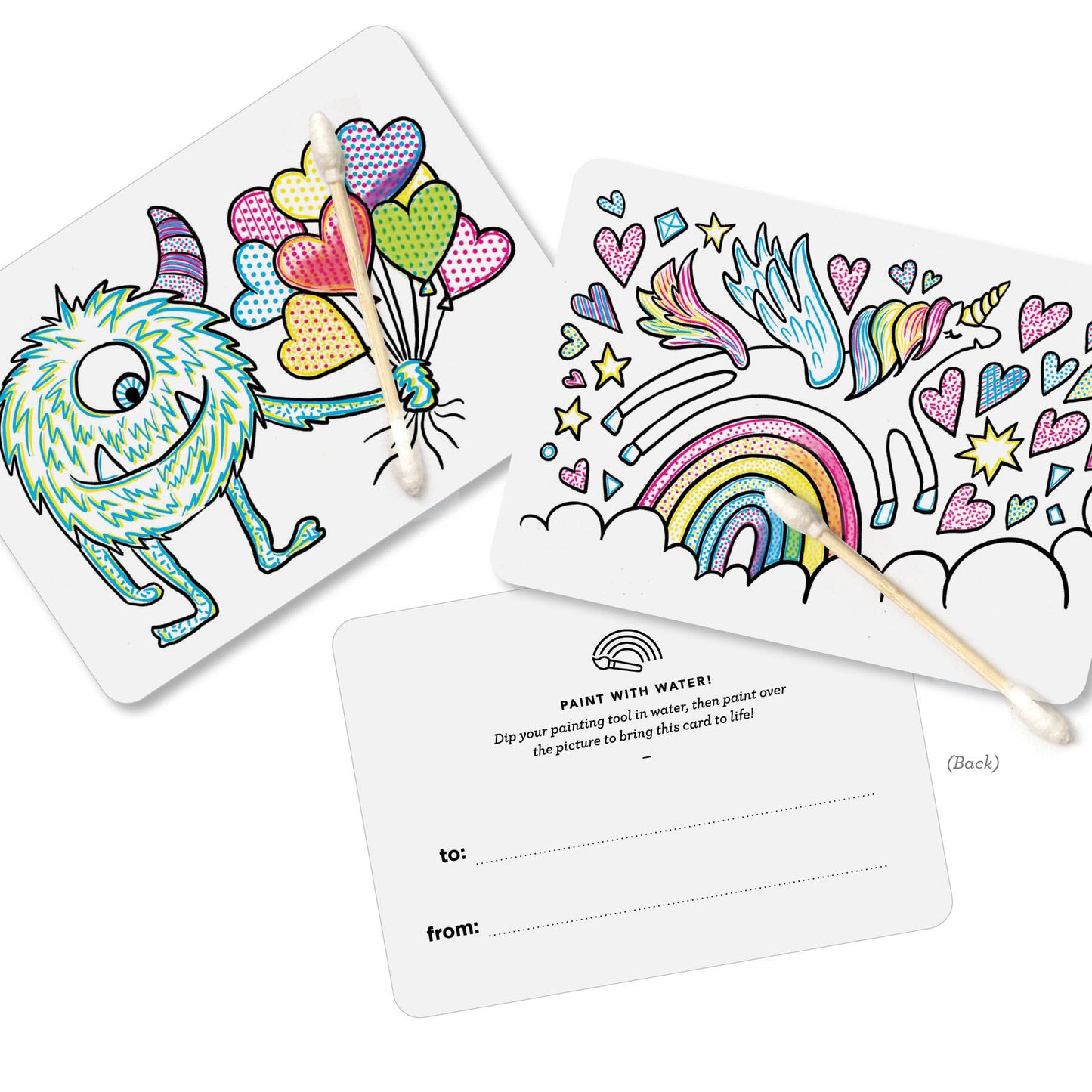 Inklings Paperie - Paint with Water Valentine Cards - Monster