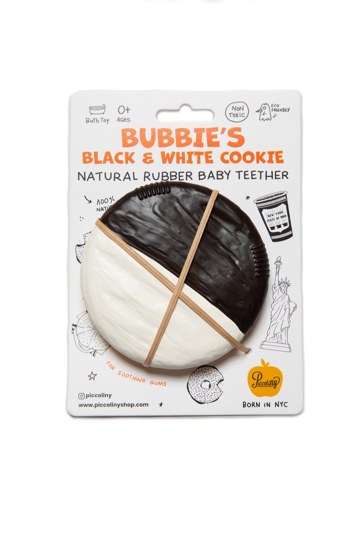 PiccoliNY Bubbies Black & White Cookie Teether