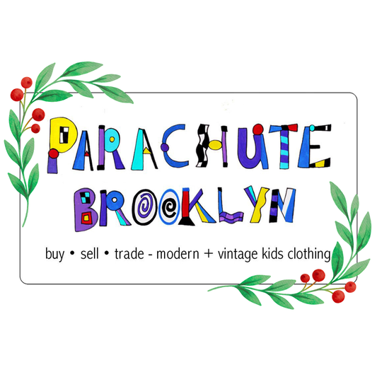 Colorful logo of Parachute Brooklyn with decorative elements on a white background