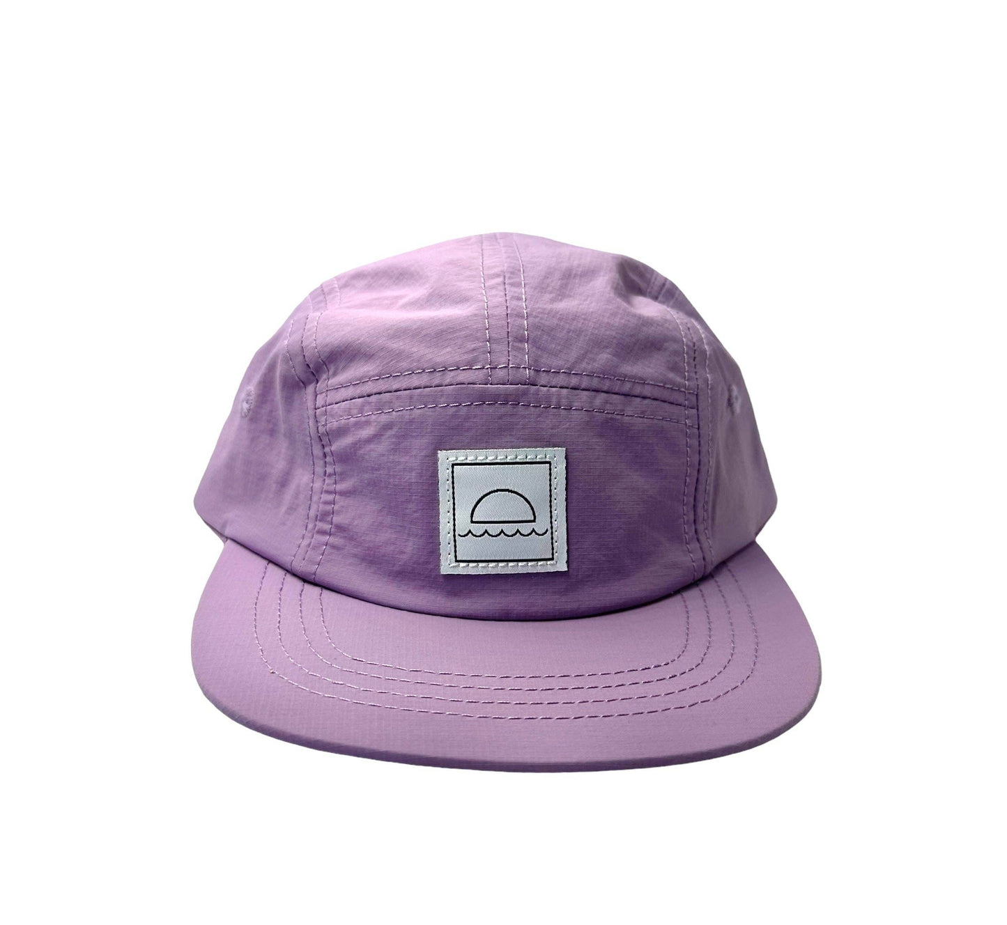 Purple cap with a logo on a white background