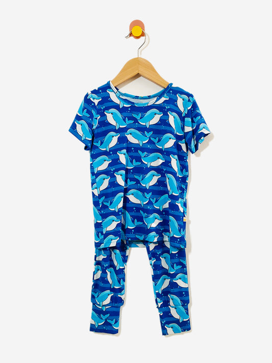whale print pajama onesie / 18-24M