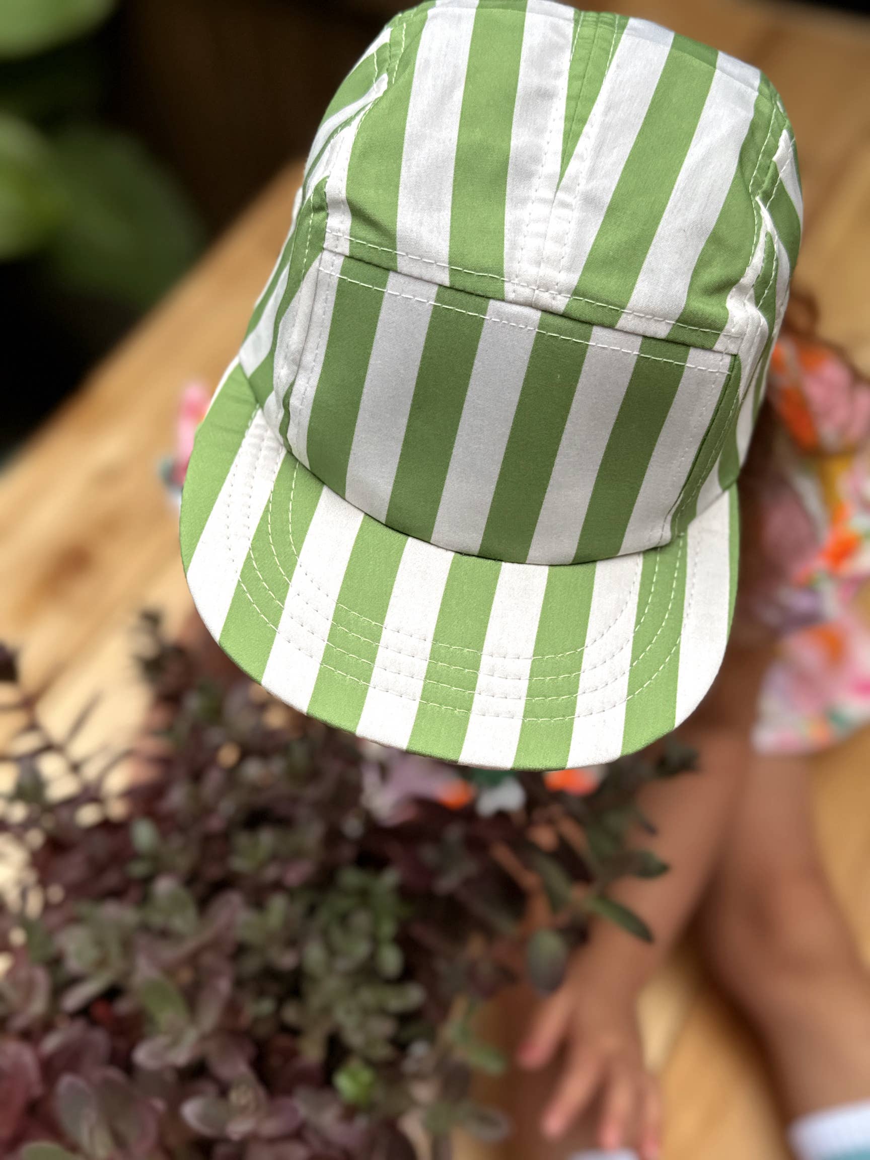 Kids Twill & Pine Five Panel Hat- Vintage Stripe