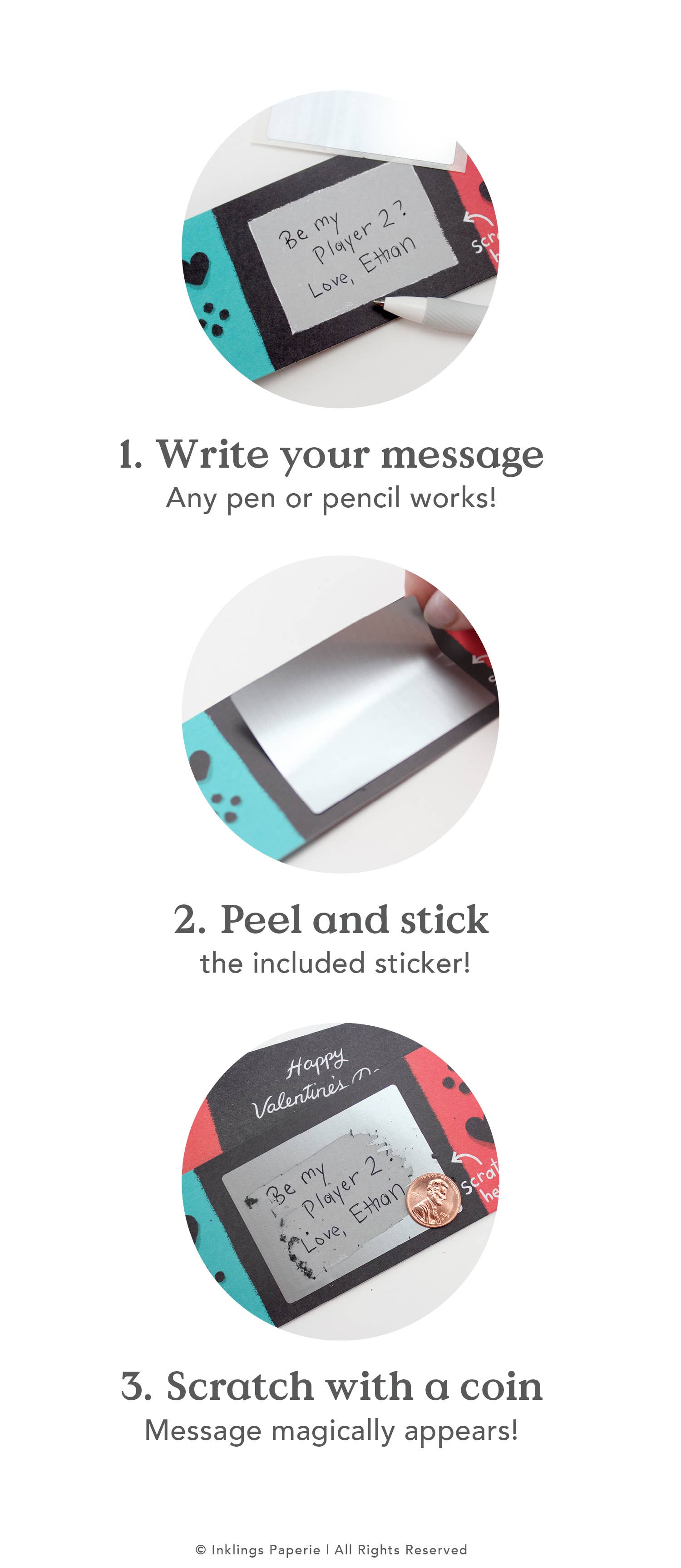 Inklings Paperie - Scratch-off Valentine Cards - Game On