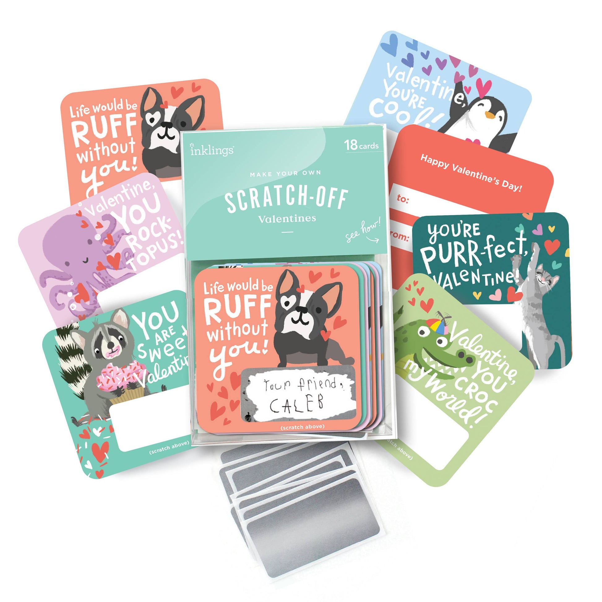 Inklings Paperie Scratch-off Valentine Cards - Animal Puns