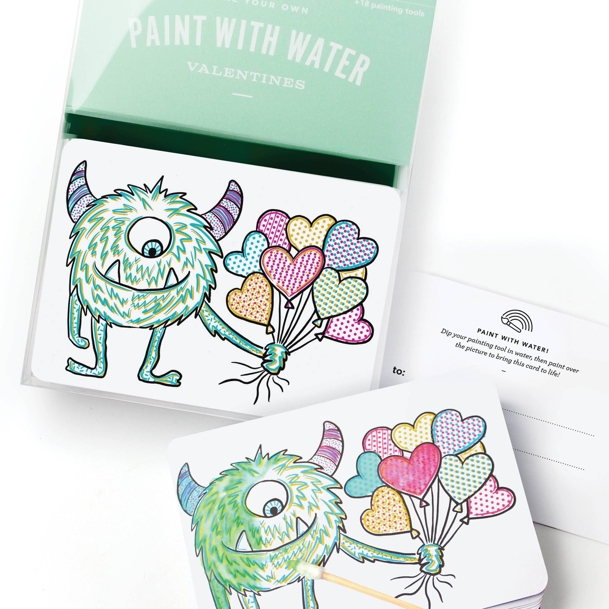 Inklings Paperie - Paint with Water Valentine Cards - Monster