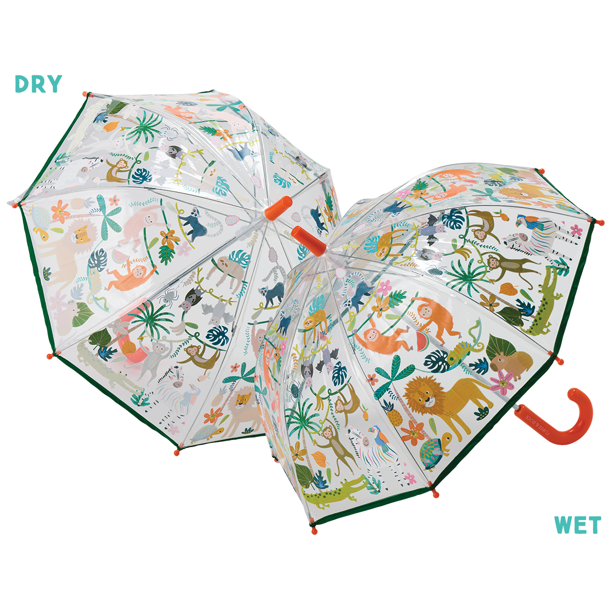 Children's umbrella with animal pattern on a white background