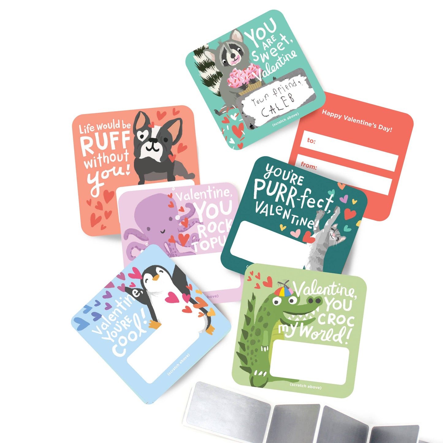 Inklings Paperie Scratch-off Valentine Cards - Animal Puns