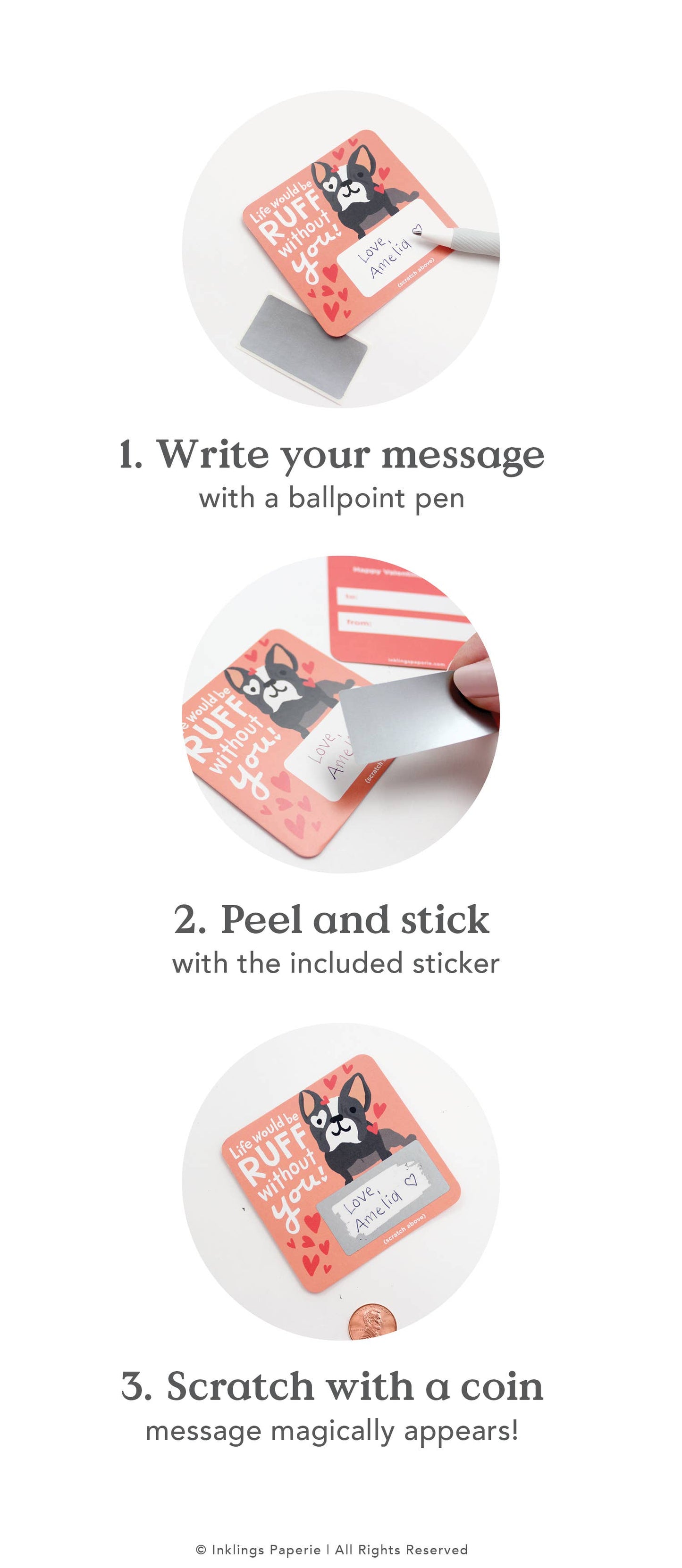 Inklings Paperie Scratch-off Valentine Cards - Animal Puns