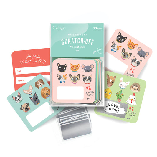 Inklings Paperie - Scratch-off Valentine Cards - Pet Faces