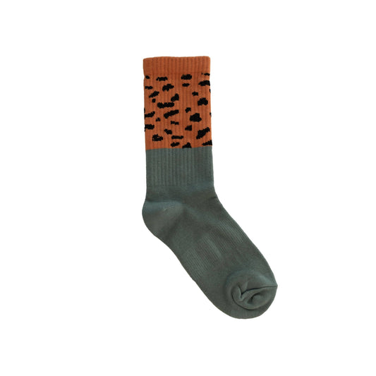 Summer In May - Socks - Cheetah/Bottle Green