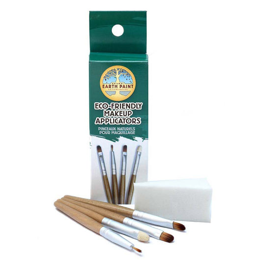 Pack of eco-friendly makeup applicators with Earth Paint branding on a white background