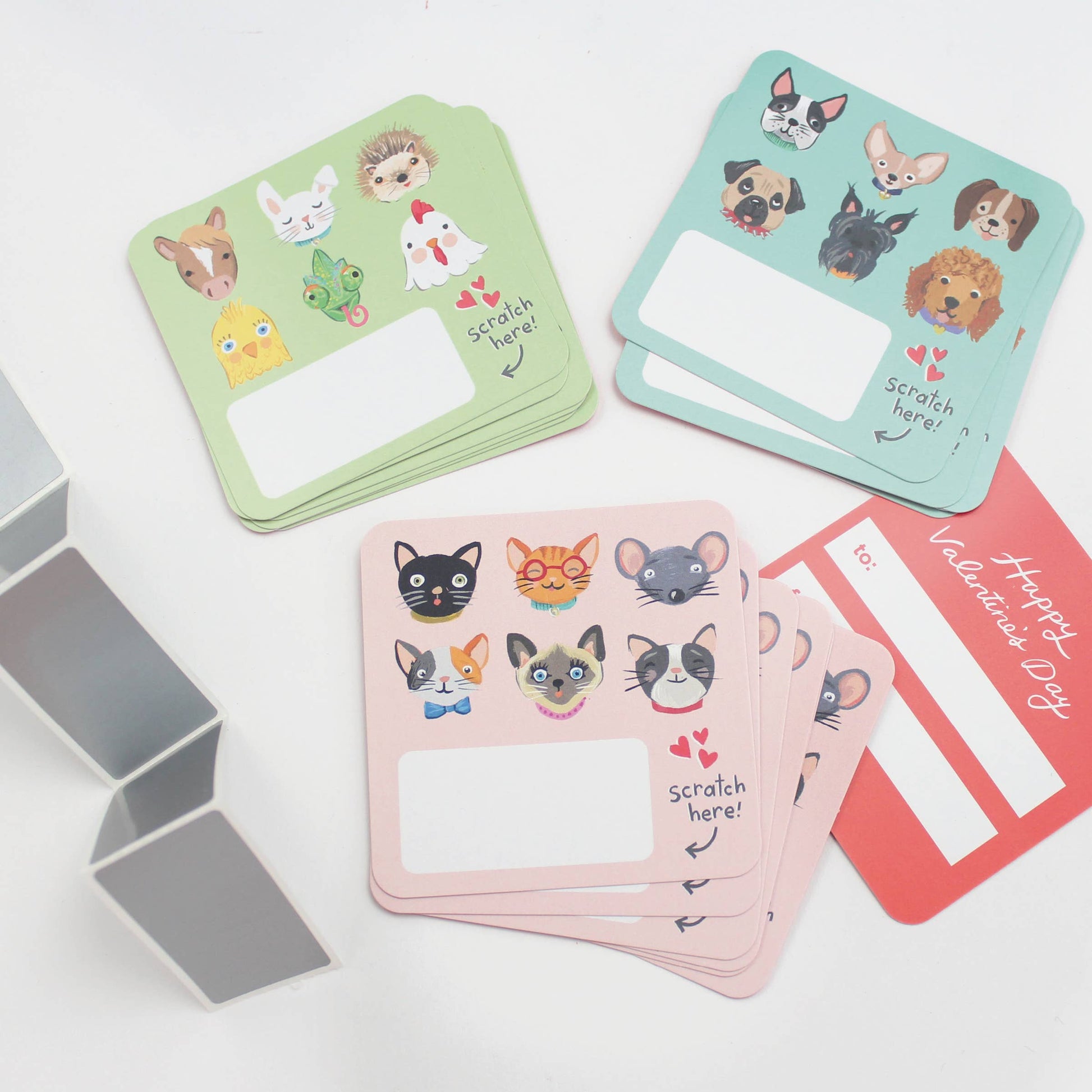Inklings Paperie - Scratch-off Valentine Cards - Pet Faces