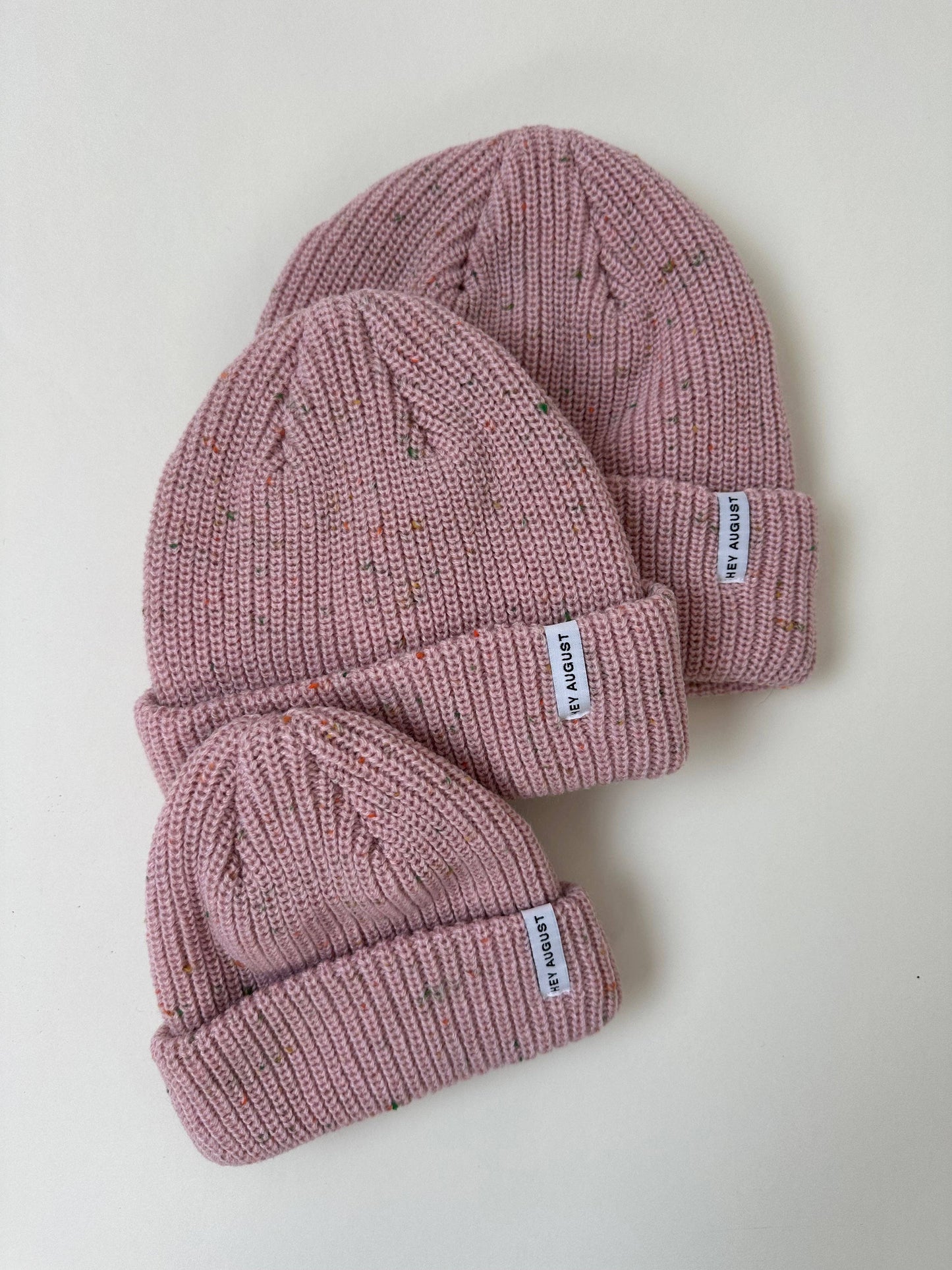 HEY AUGUST CO - Thick Knit beanie Pink Speck
