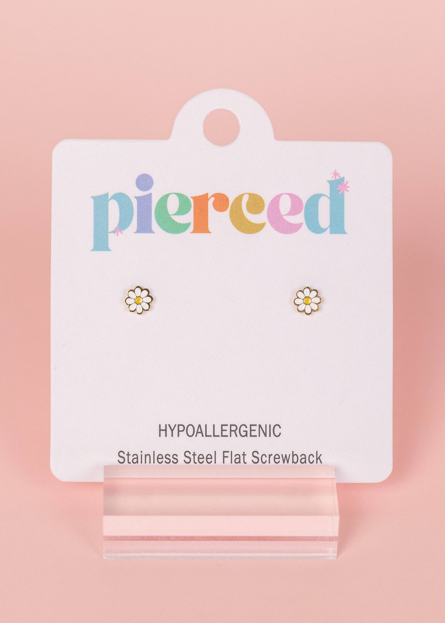 Pierced Co White Tiny Daisy Earrings