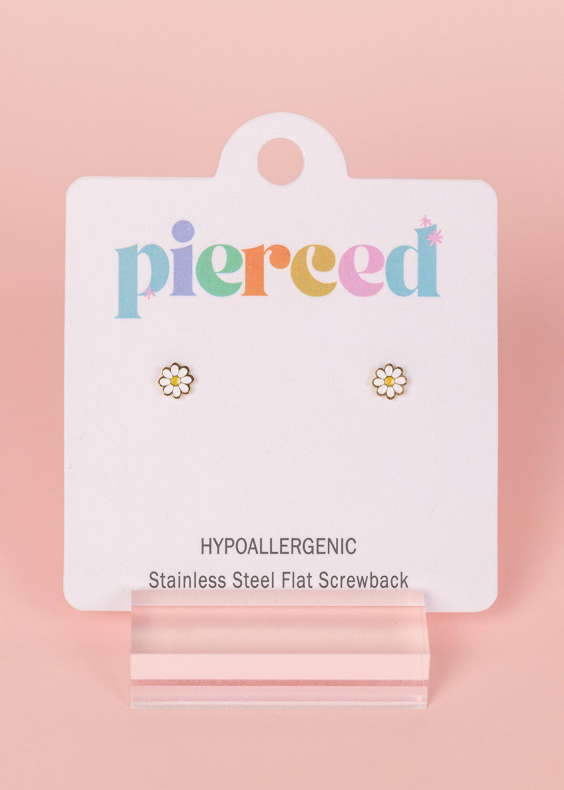 Pierced Co White Tiny Daisy Earrings