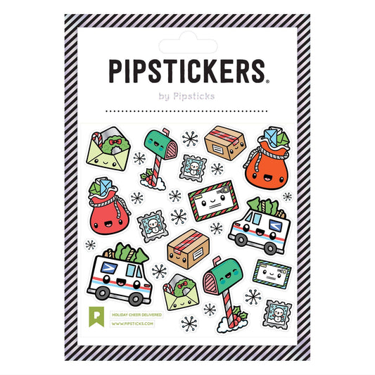 Packaging of Pipstickers with various cute illustrations on a white background