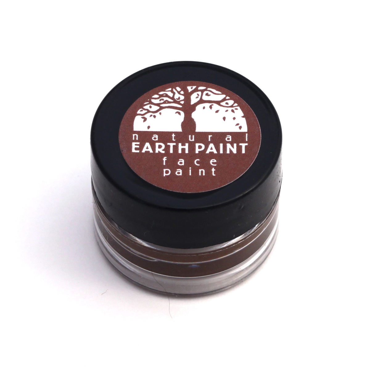 Jar of natural earth paint on a white background