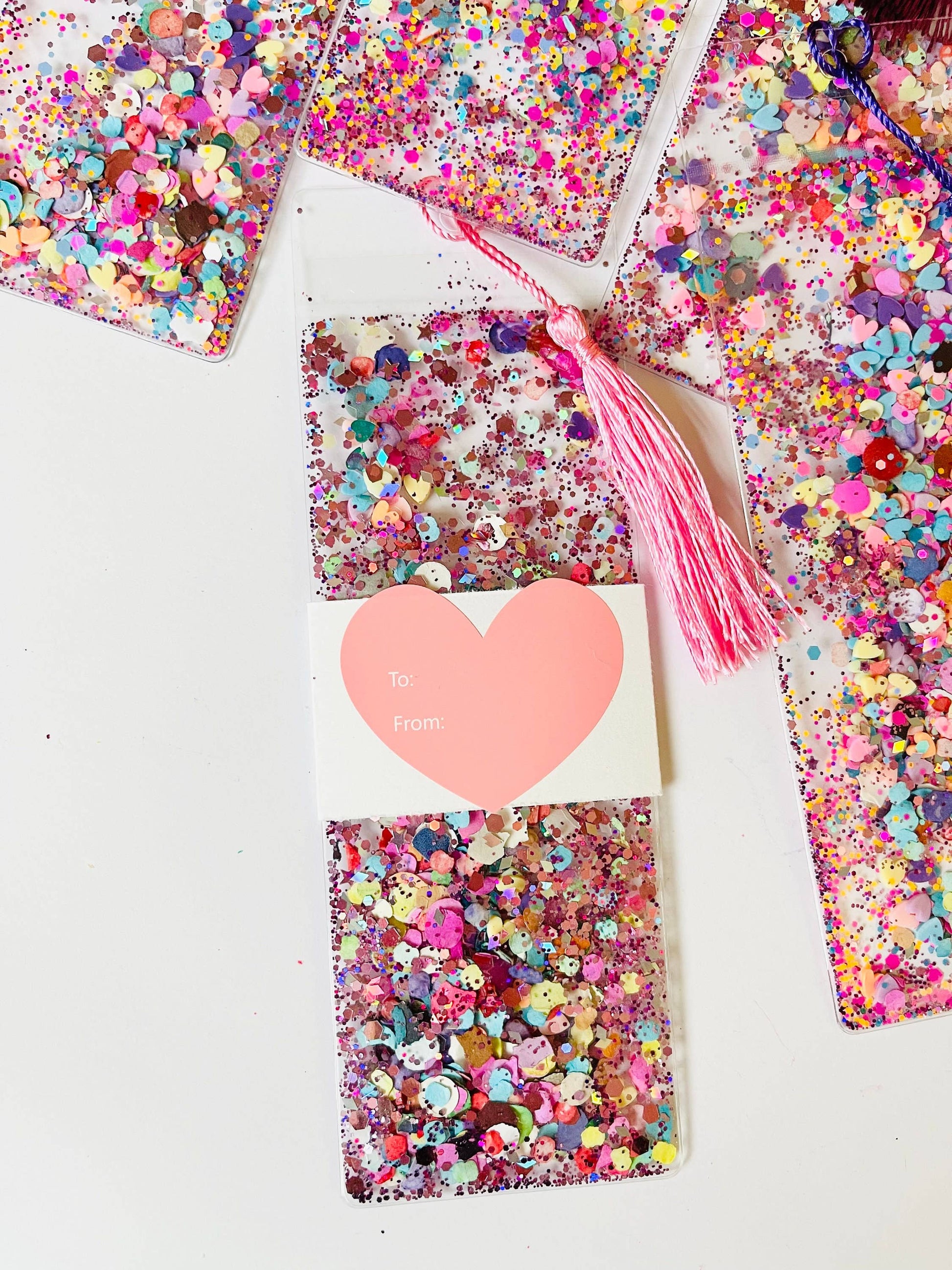 Coloring Home - Valentine’s Day Heart Glitter Shaker Bookmark