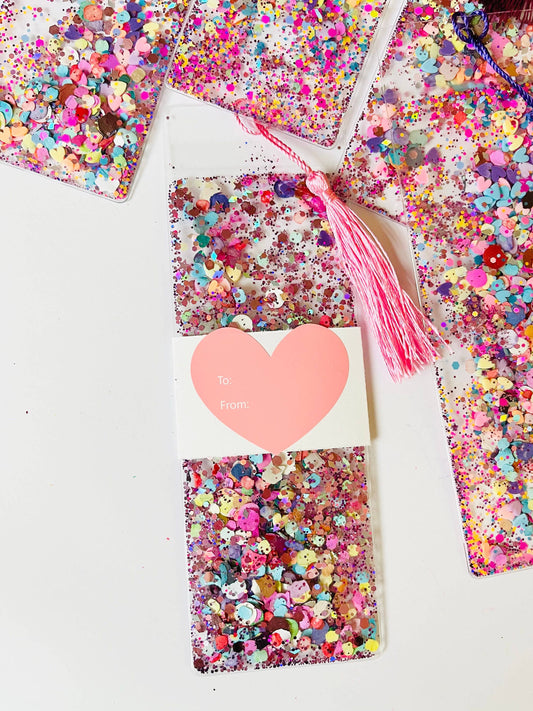 Coloring Home - Valentine’s Day Heart Glitter Shaker Bookmark