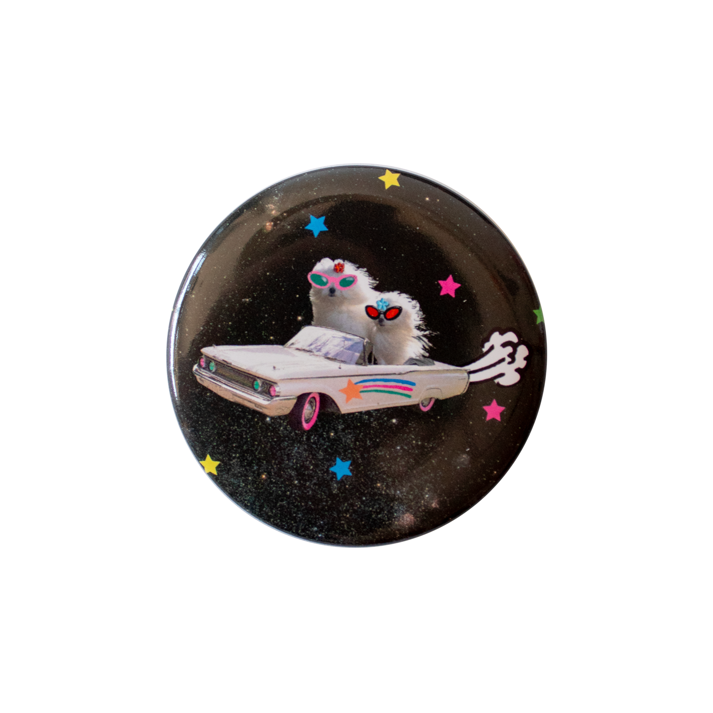 gentle thrills - Maltese in Space Pinback Button