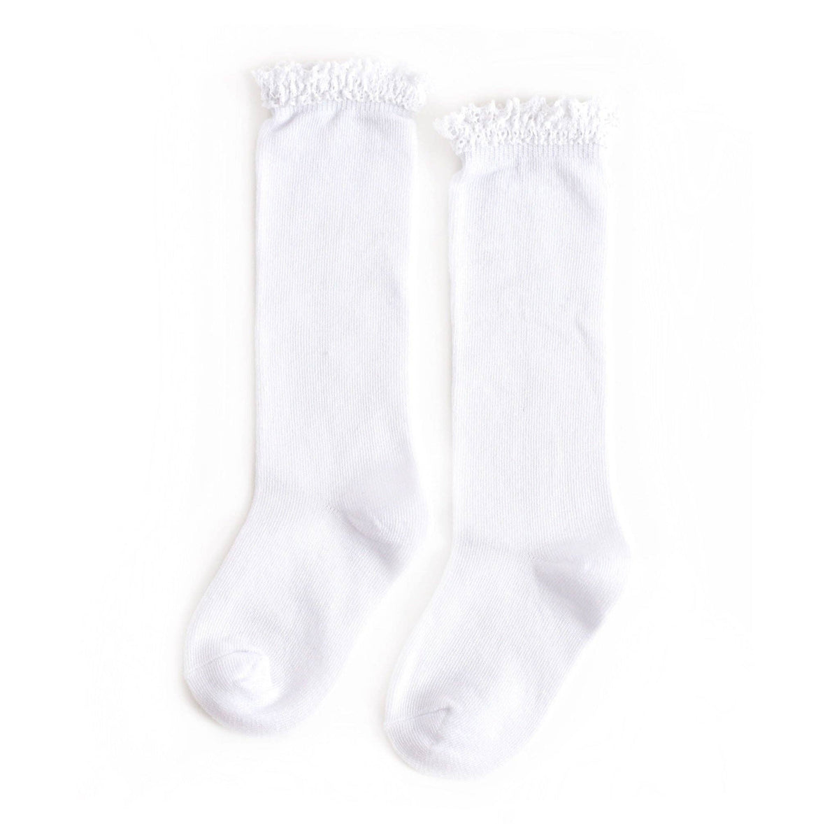 Little Stocking Co. White Lace Top Knee High Socks

