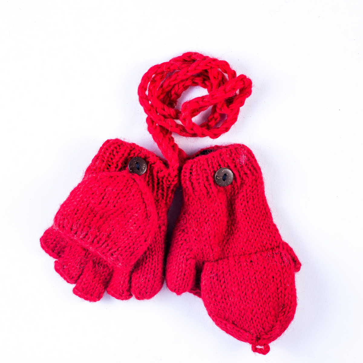 red knit gloves