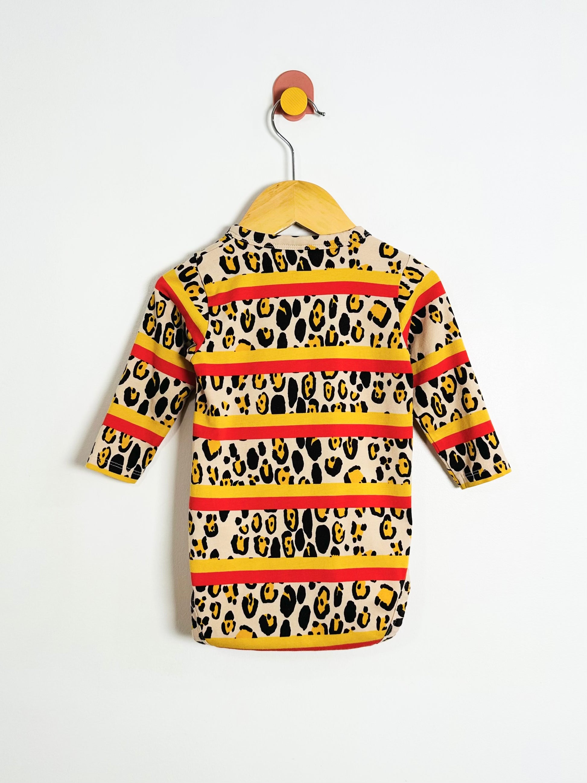 Mini Rodini Leopard Stripe Bodysuit / 6-9M