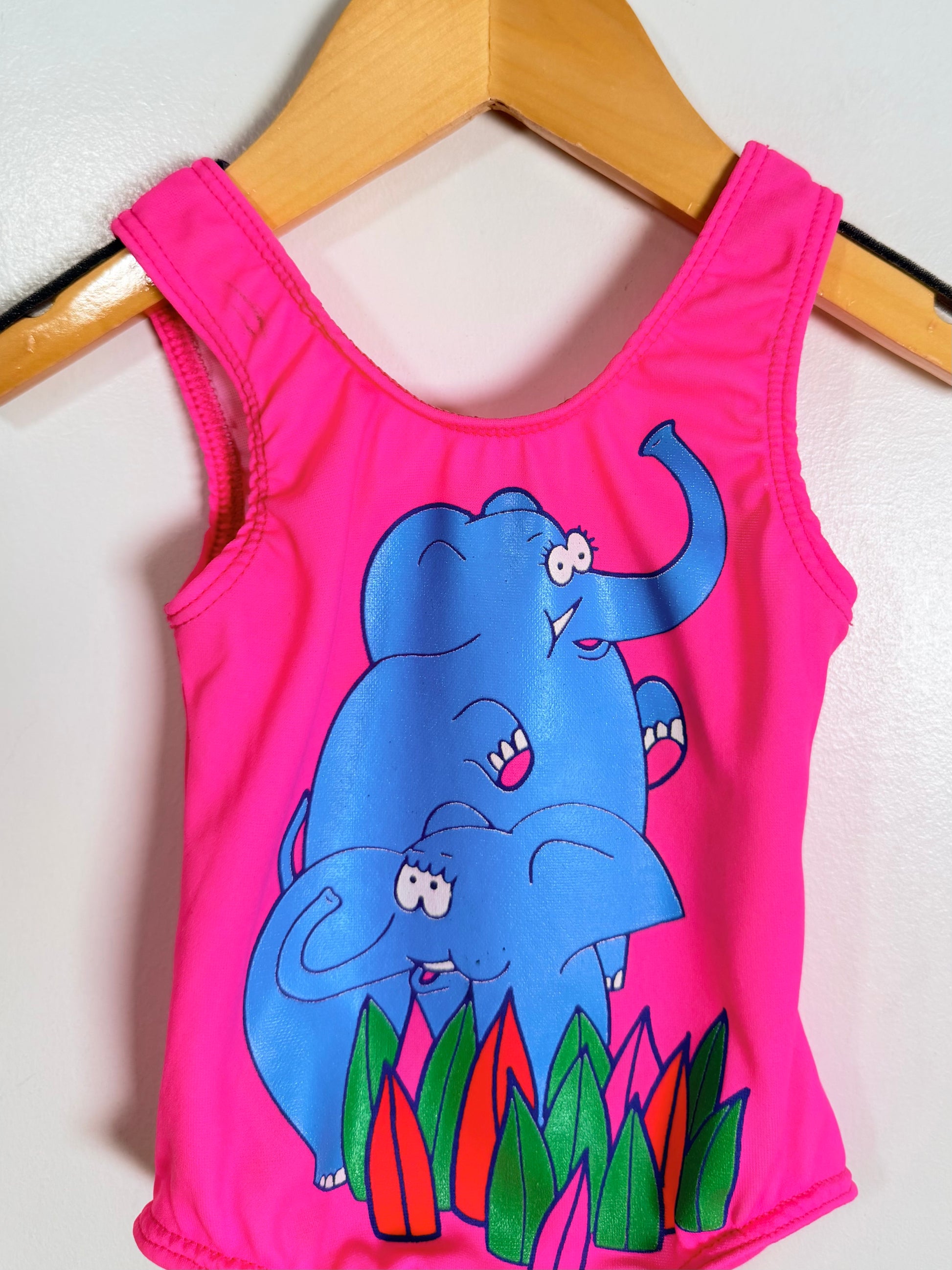 Vintage Blue Elephant Swimsuit / 12M