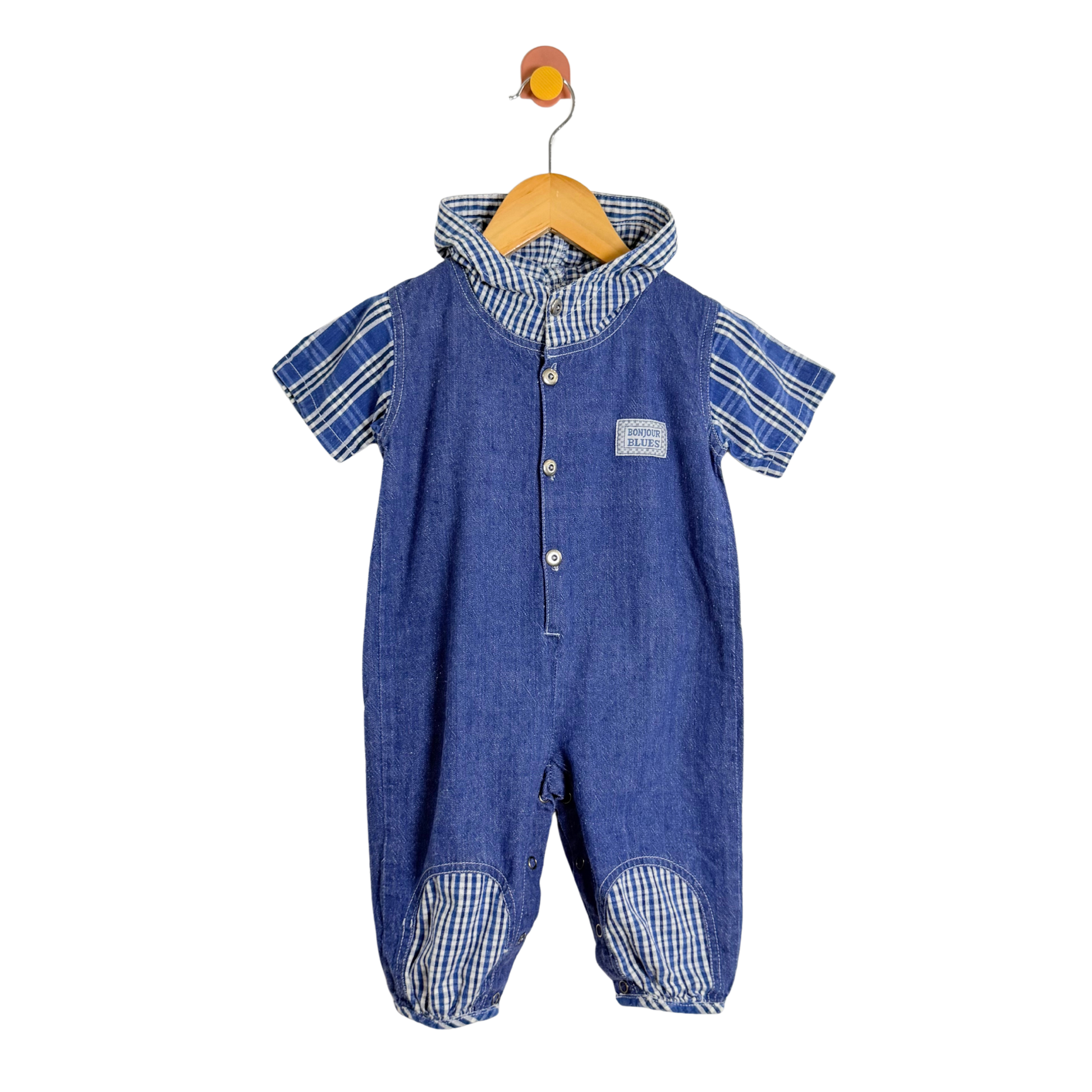 Vintage Denim Hooded Jumpsuit / 12M