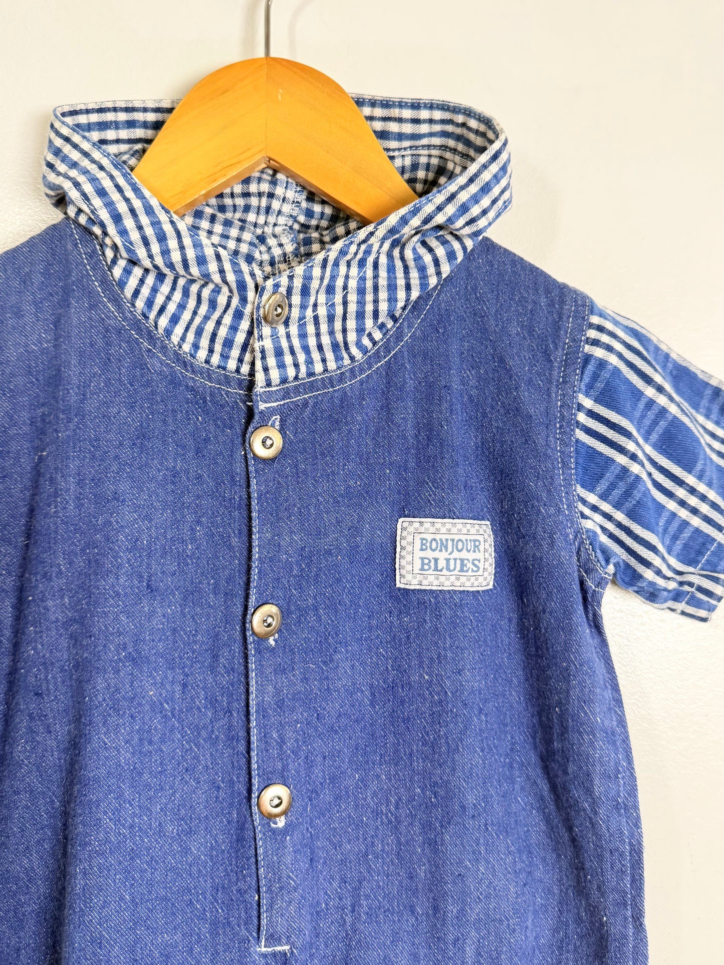 Vintage Denim Hooded Jumpsuit / 12M