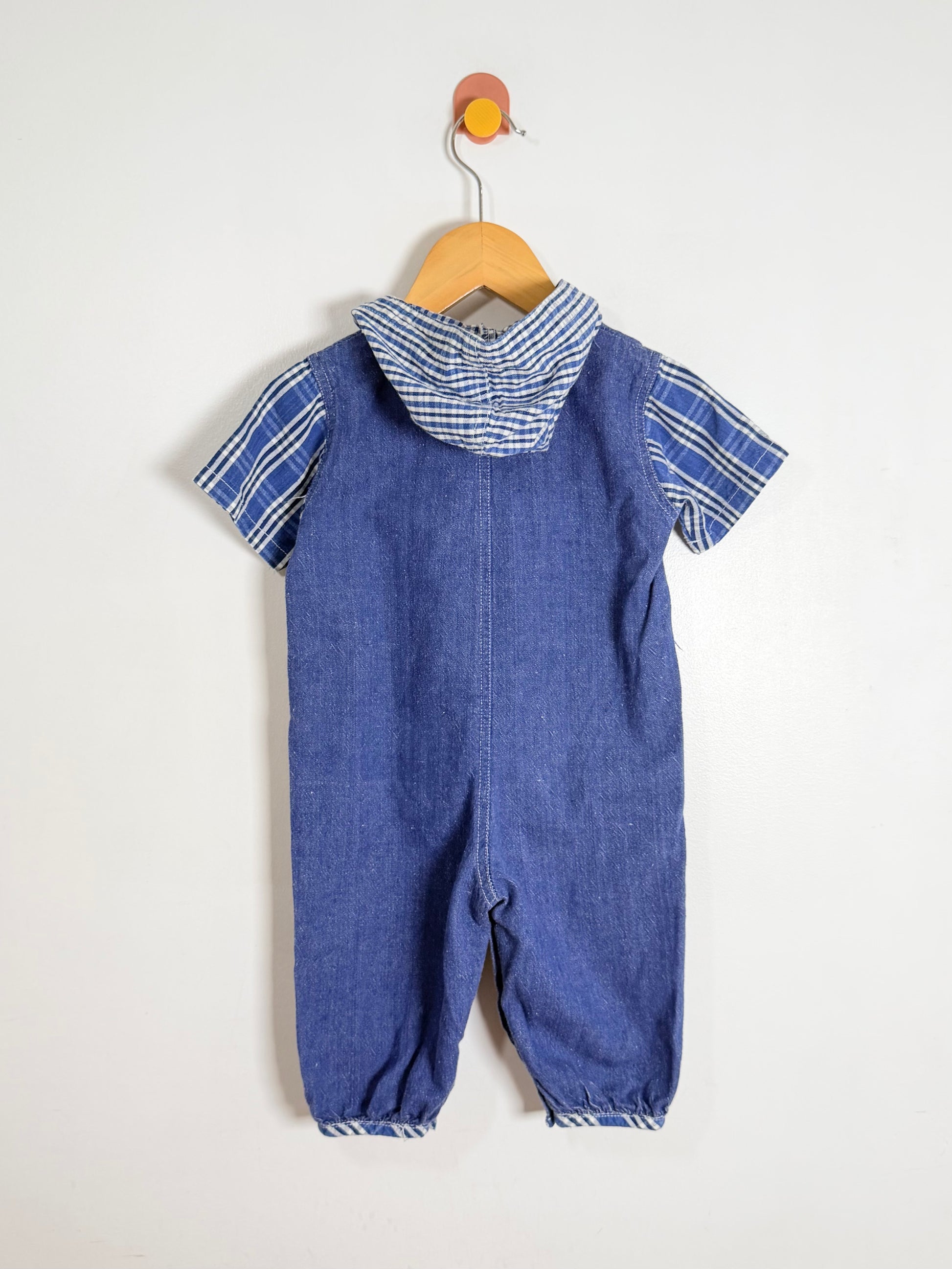 Vintage Denim Hooded Jumpsuit / 12M