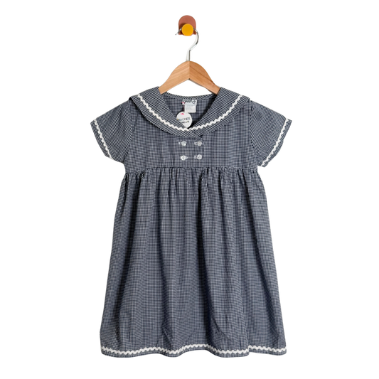 Vintage Gingham Sailor Dress / 4Y
