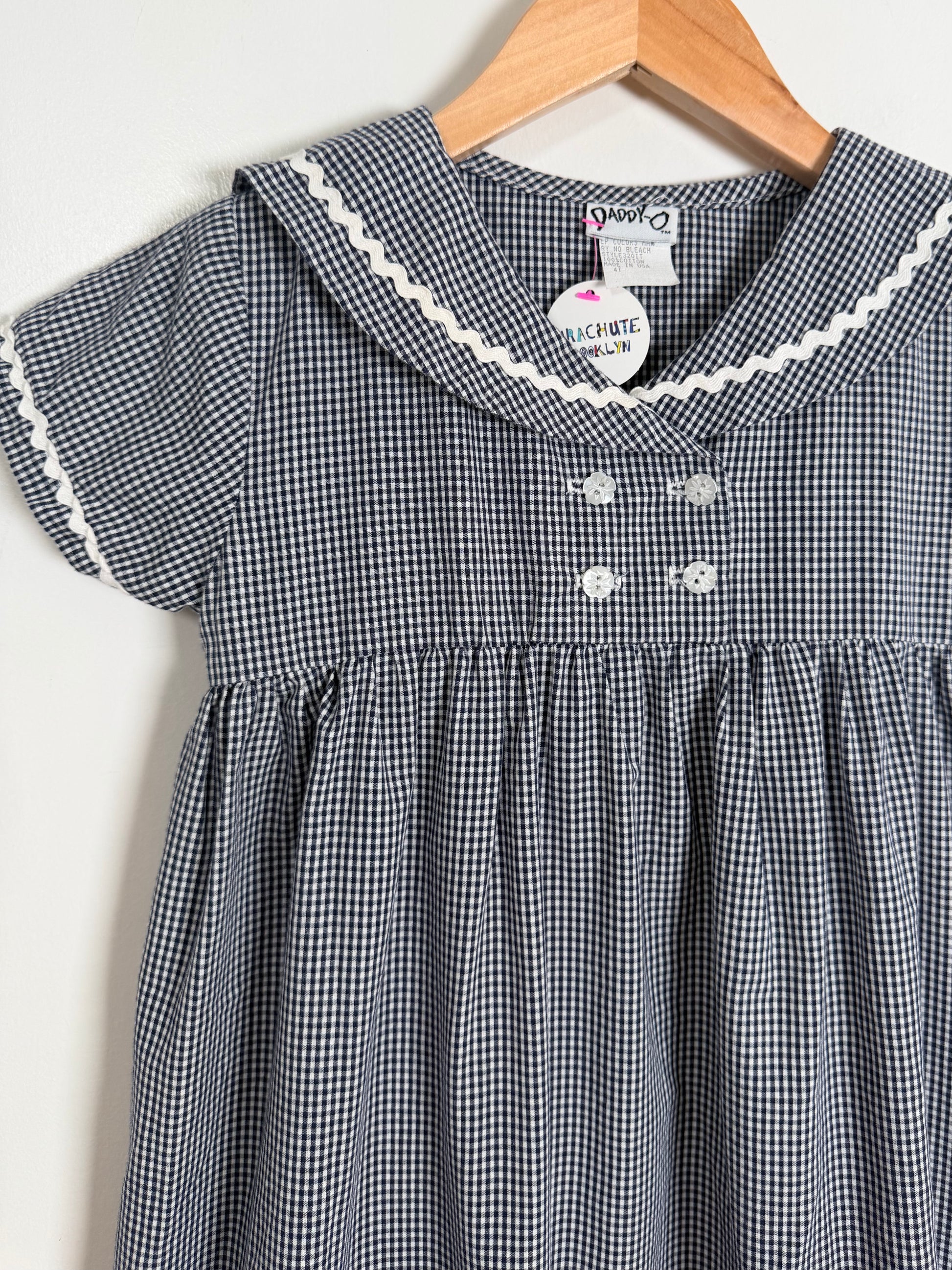 Vintage Gingham Sailor Dress / 4Y