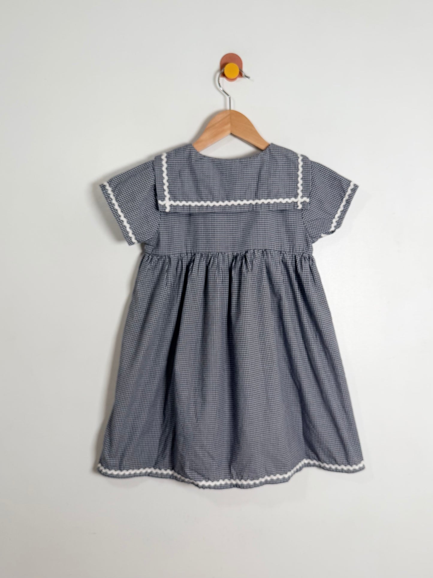 Vintage Gingham Sailor Dress / 4Y