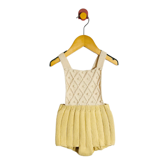 Misha & Puff Diamond Popcorn Knit Romper / 6-12M